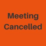 Orange background with words Meeting Cancelled